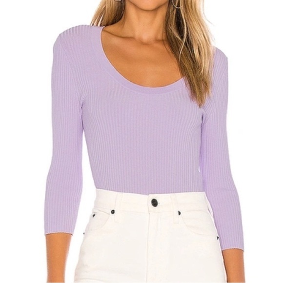 A.L.C. Brendan Stretchy Long Sleeve Ribbed Shirt Lilac Purple Size Small Spring - Picture 1 of 10